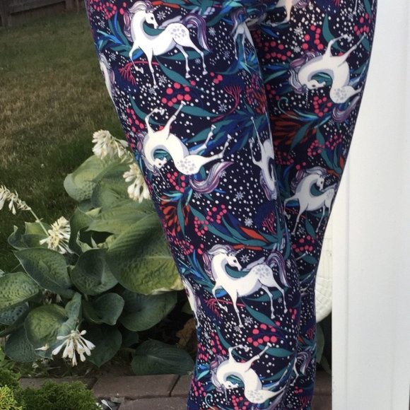 OS NEW Womens Unicorn Leggings YOGA WAIST Soft Pants Fit 0-12 - Picture 8 of 9